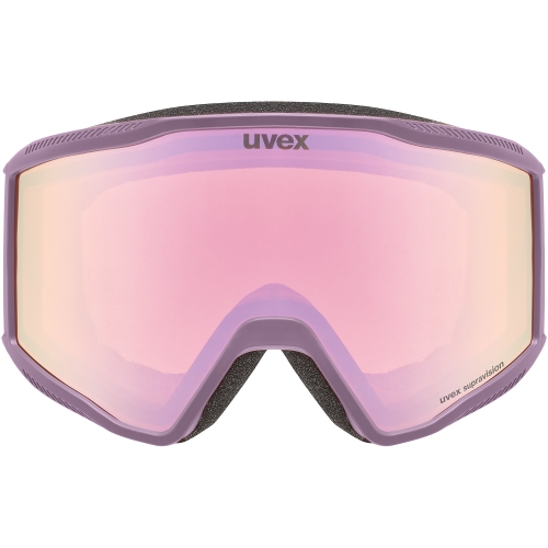 UVEX Blast FM S2 OTG – przód gogli, widok na lustrzaną szybę Mirror Purple (kat. S2).