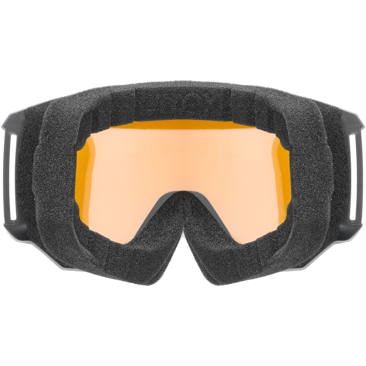 Wnętrze gogli UVEX Athletic LGL, detal pojedynczej pianki i powłoka supravision® (antifog).