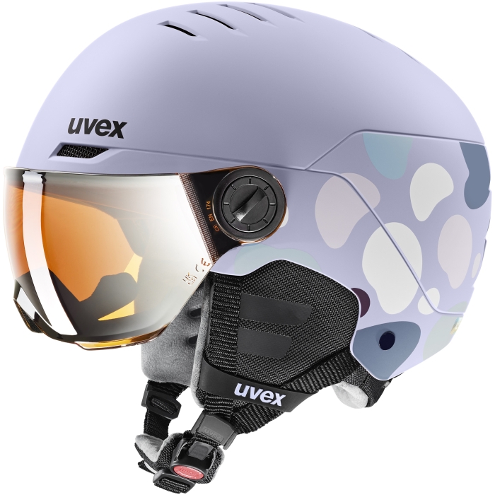 Kask dziecięcy z wizjerem UVEX Rocket jr. Visor bok, technologia Hardshell i OTG.