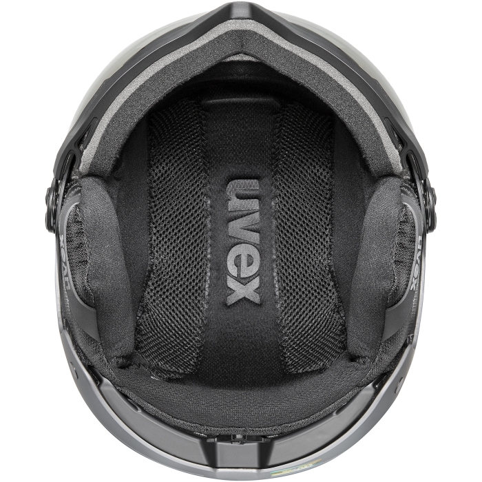 Ujęcie od spodu kasku UVEX Wanted pro V – widoczna wyściółka COOLMAX® i technologia OTG.