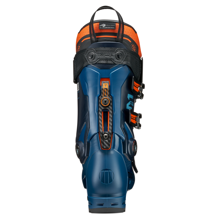 Tył buta TECNICA Mach1 LV 120 TD2 GW, widoczny profil cholewki i rzep Powerstrap.