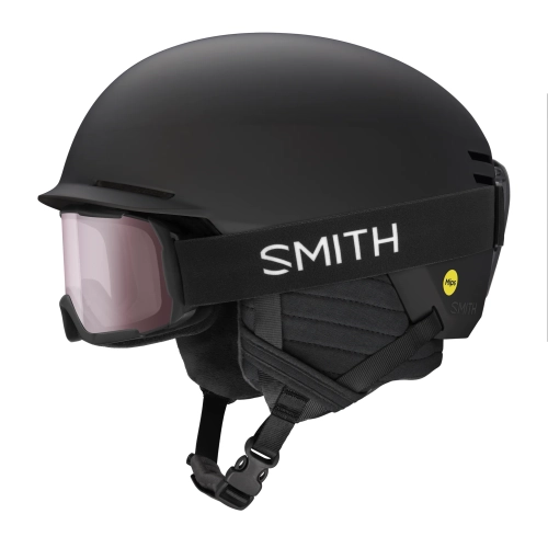 Kask SMITH Scout Jr. MIPS z goglami (sprzedawanymi osobno). Wentylacja AirEvac™ dla soczewek bez parowania.