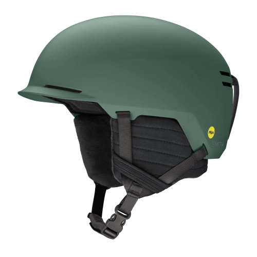 Kask SMITH Scout Jr. MIPS (Matte Cactus), widok 3/4. Konstrukcja Hardshell ABS i system MIPS®.