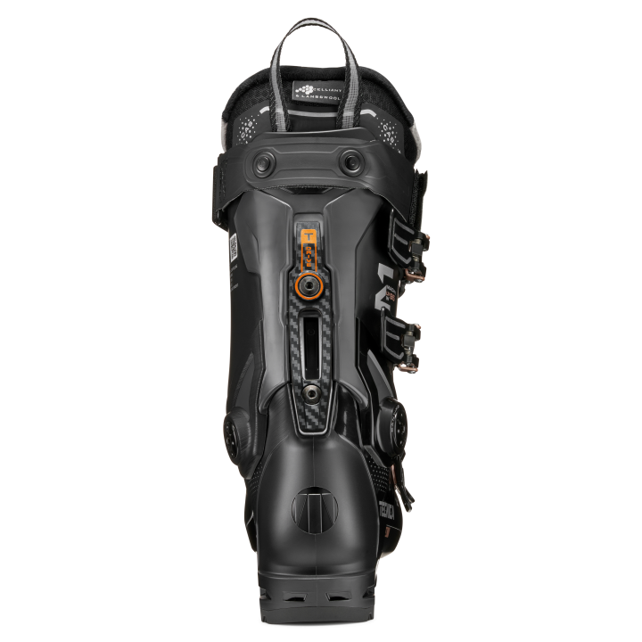 Buty Tecnica Mach1 LV 95 W (Black), widok z tyłu. Zintegrowany mechanizm T-Drive 2.0.