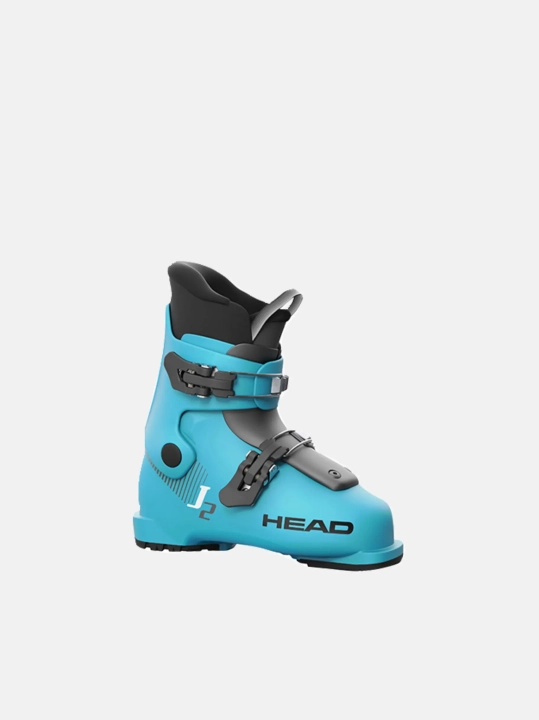Juniorskie buty narciarskie HEAD J 2 (SPEEDBLUE), widok z boku. Technologia Jr Hi-top i DuoFlex, dla początkujących.