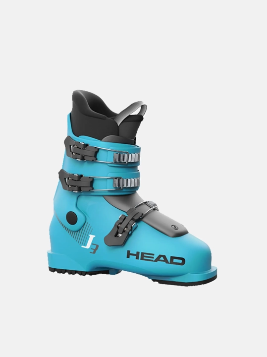Juniorskie buty narciarskie HEAD J 3 (SPEEDBLUE), widok z przodu 3/4. Technologia Hi-Top Tech, Niski Flex, dla początkujących.