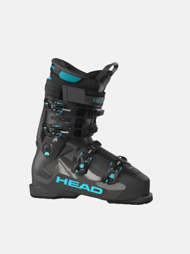 Męskie buty narciarskie HEAD EDGE 90 HV ANTHRACITE-SPEEDBLUE (Flex 90/80), widok z boku. Model High Volume (102 mm) z EZ Tech i Power Flex dla średnio zaawansowanych.