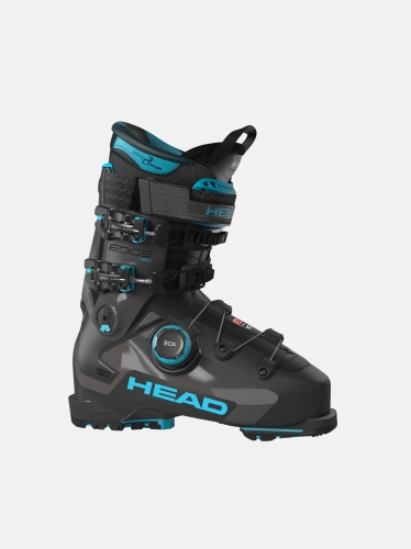 Męskie buty narciarskie HEAD EDGE 120 HV GW BOA ANTHRACITE-SPEEDBLUE (Flex 120/110), widok z boku. Model High Volume (102 mm) z systemem BOA® Fit System, Form Fit i Grip Walk.
