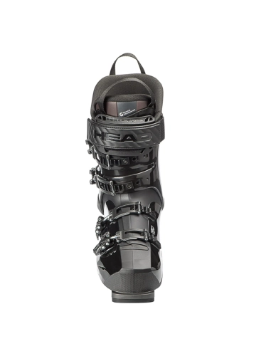 Męskie buty narciarskie HEAD KALIBER 100 MV BLACK, widok z przodu. Prezentacja skorupy z Podwójnym BOA® Fit System dla precyzyjnego dopasowania.