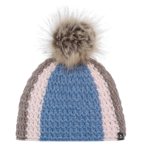 Czapka damska Eisbar Biggy Lux MÜ, niebiesko-różowa, pompon, waflowa struktura, Merino
