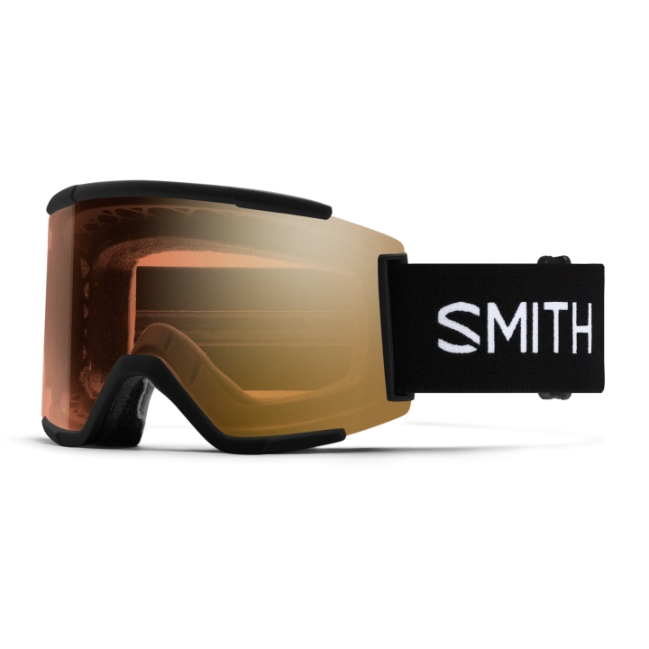 Gogle SMITH Squad XL czarne, widok 3/4, soczewka ChromaPop Photochromic Gold Mirror