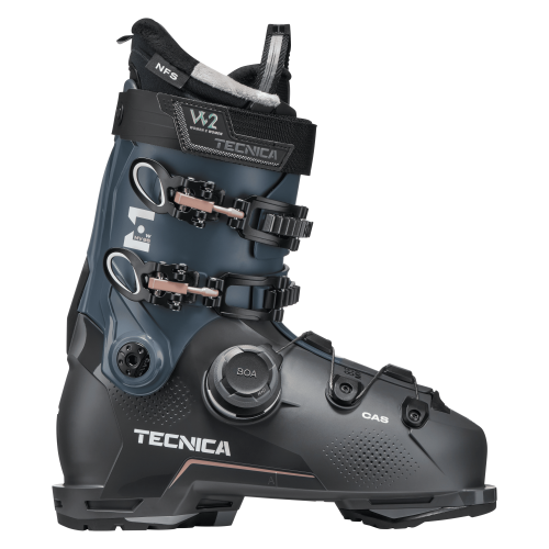 Buty narciarskie Tecnica Mach BOA MV 85 W, widok z boku, BOA Fit System i klamry