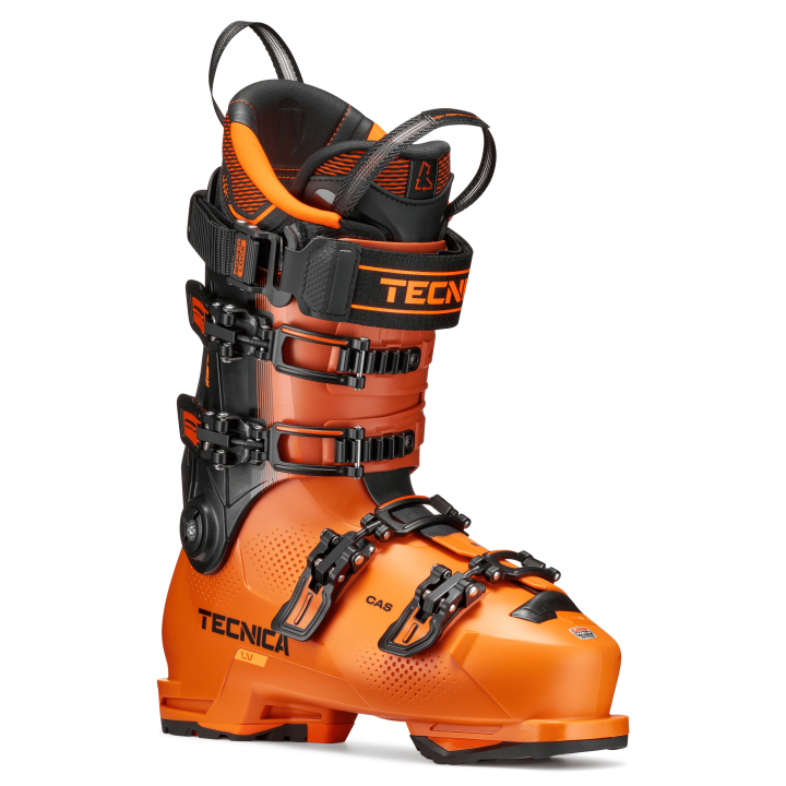 Buty narciarskie Tecnica Mach1 LV 130, pomarańczowe, T-Drive 2.0, widok 3/4 z przodu