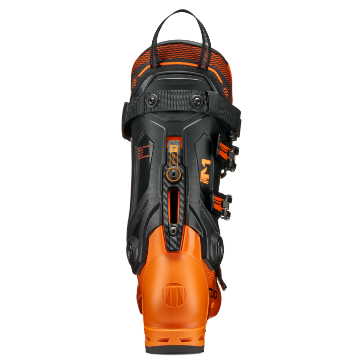 Buty narciarskie Tecnica Mach1 LV 130, pomarańczowe, T-Drive 2.0, widok z tyłu