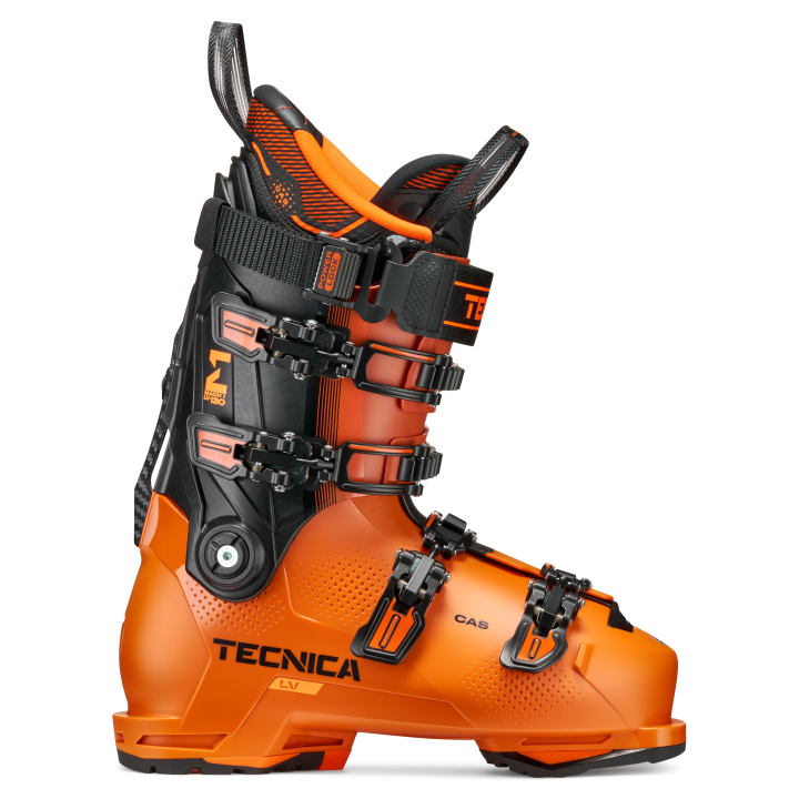 Buty narciarskie Tecnica Mach1 LV 130, pomarańczowe, T-Drive 2.0, widok z boku zewnętrznego