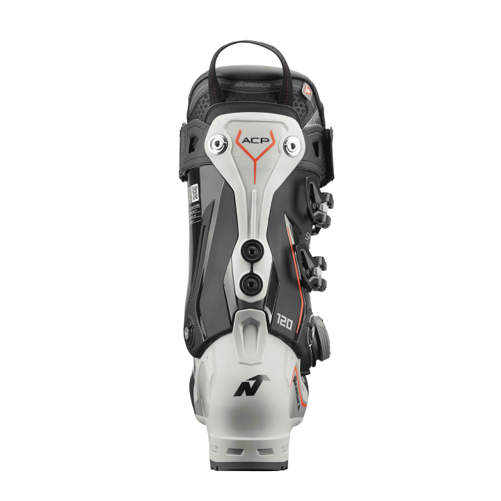 Tył buta narciarskiego Nordica Sportmachine 3 120 BOA GW z regulowanym profilem mankietu.