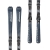 Para nart Nordica Steadfast 75 CA (Talia 75 mm) z wiązaniami TP2 COMP 10 FDT, widok z góry i z dołu, czarno-niebieski design.