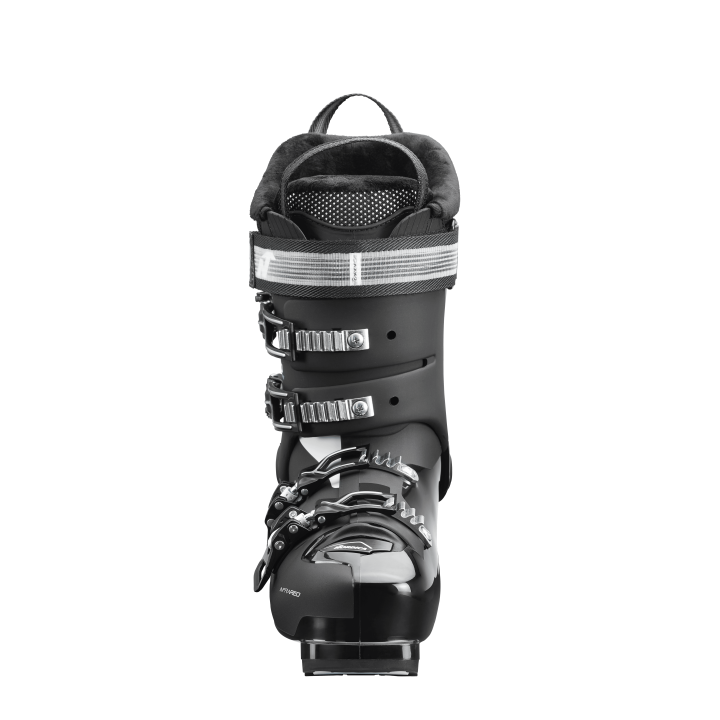 Pojedynczy but Nordica Speedmachine 3 95 W GW, widok z przodu. System Easy Entry Soft Flap i cztery klamry.