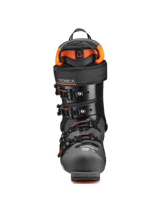 Buty narciarskie TECNICA Mach1 HV 110. Pełny widok z przodu, szczegół cholewki i zapięć.