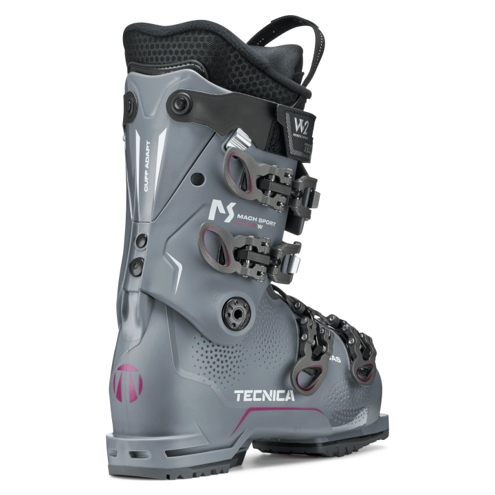 Buty TECNICA Mach Sport HV 65 W GW, widok z tyłu pod kątem. Flex 65, podeszwa Grip Walk.