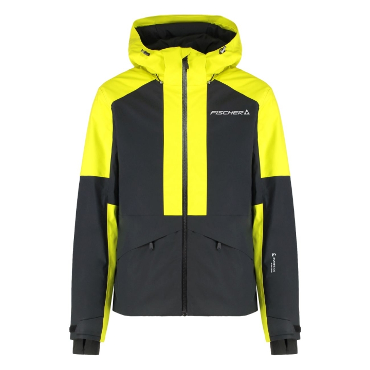 Męska kurtka narciarska FISCHER Explorer Jacket żółto-czarna 20000mm widok przód