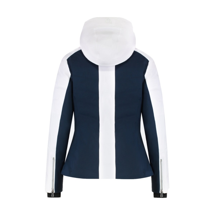 Damska kurtka narciarska FISCHER Soleil Neo Navy Slim Fit widok z tyłu