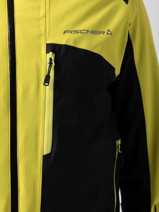 Kieszeń piersiowa i logo kurtki FISCHER RC4 Jacket Yellow męska