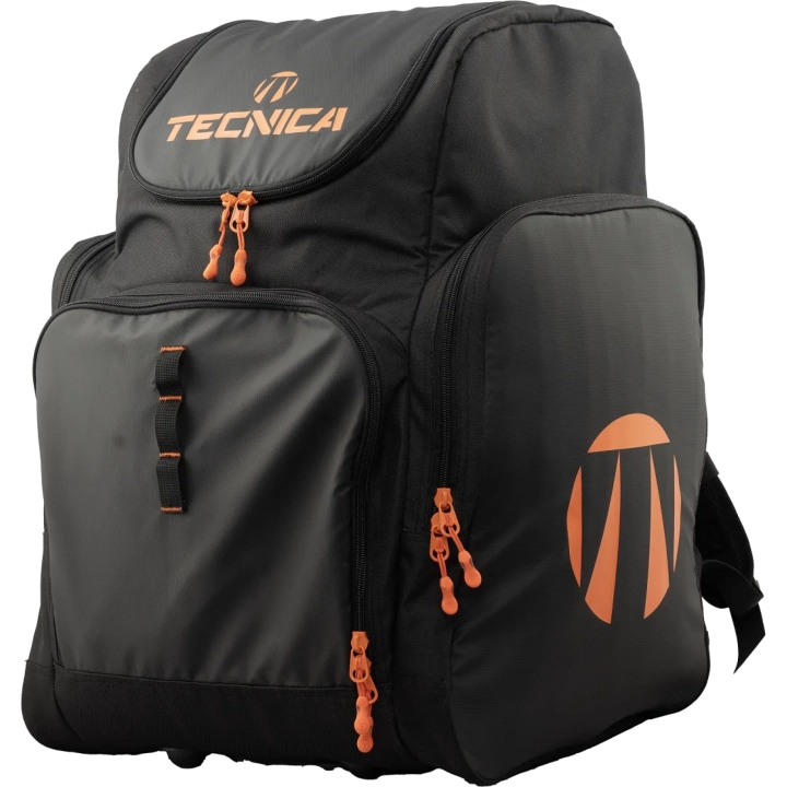 Profesjonalny plecak narciarski Tecnica Family/Team Skiboot Backpack 45L czarno-pomarańczowy, z wentylowaną komorą na buty.