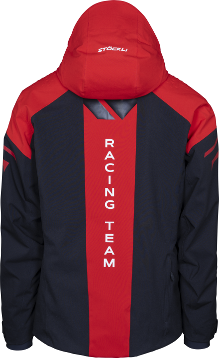 Tylny widok kurtki STOECKLI WRT z widocznym nadrukiem Racing Team.
