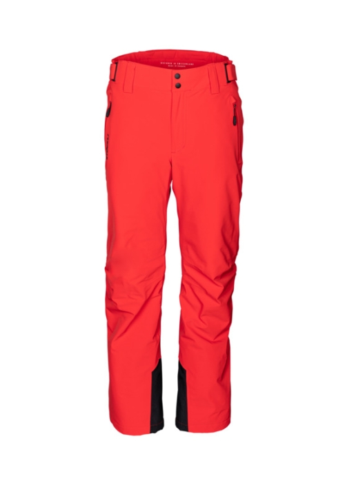 Czerwone spodnie narciarskie STOECKLI SKI PANT RACE RED 20K/20K, widok z przodu.