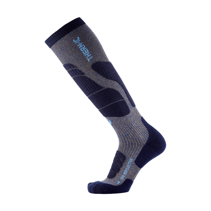 Męskie, niebieskie skarpety THERM-ic Ski Merino Reflector, widok z boku.