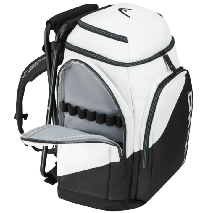 Plecak HEAD COACHES BACKPACK, widok z boku, otwarta kieszeń boczna.