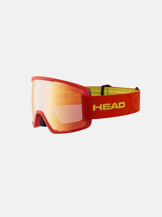 Czerwone gogle narciarskie HEAD Contex Red w rozmiarze L z lustrzaną sferyczną szybą FMR yellow/red.