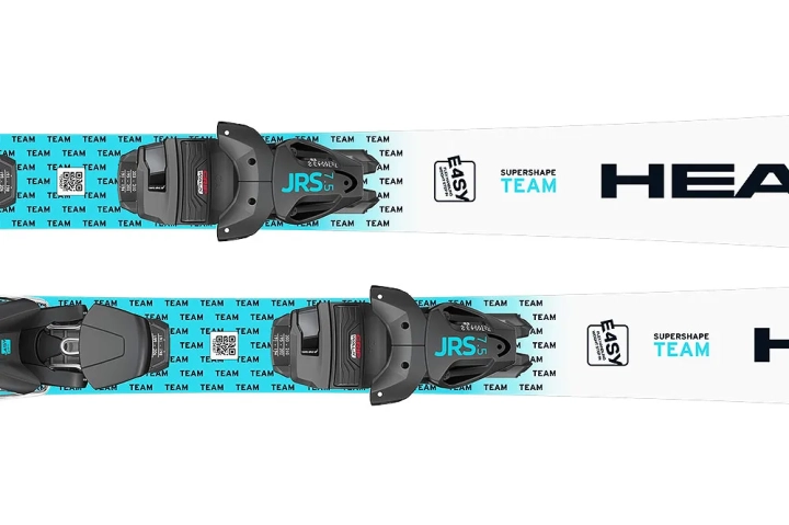 Bezpieczne wiązania JRS 7.5 GW zamontowane na nartach HEAD Supershape Team Easy JRS 2026.