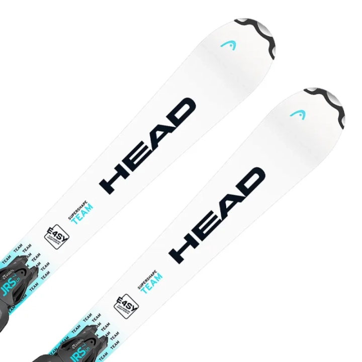 Nowoczesne narty juniorskie HEAD Supershape Team Easy JRS 2026 – detale dziobów z ochronnymi noskami.