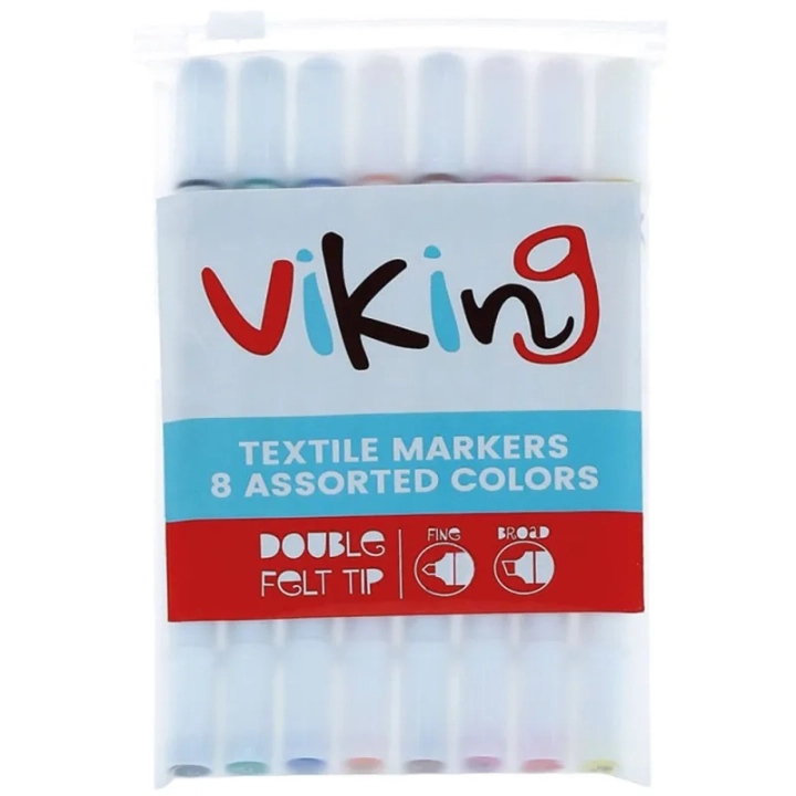Zestaw 8 trwałych markerów do tkanin dołączony do profesjonalnych rękawic narciarskich Viking Motiv.