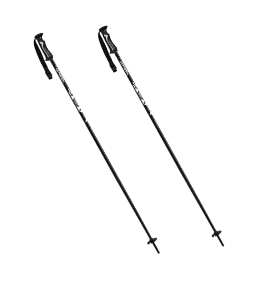Czarne kije narciarskie Gabel Team Black wykonane z lekkiego aluminium z ochronną powłoką ALOCS i ergonomiczną rączką.
