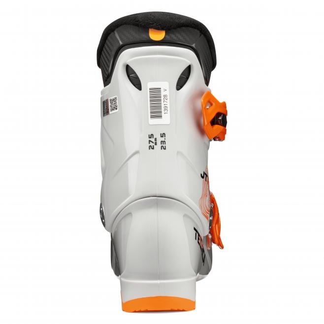 Konstrukcja tyłu buta Tecnica JTR 3 gwarantująca stabilizację pięty i wsparcie łydki młodego narciarza podczas jazdy.