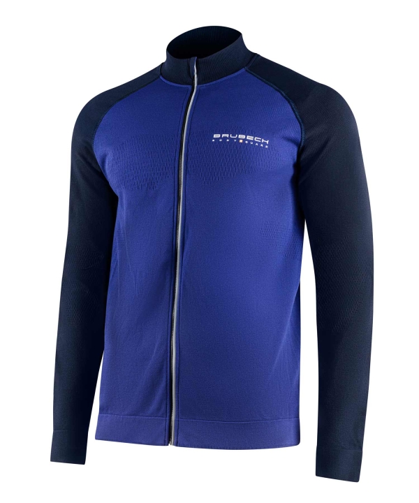 Termoaktywna męska bluza Brubeck Thermo Athletic w kolorze Dark Blue z pełnym zamkiem.