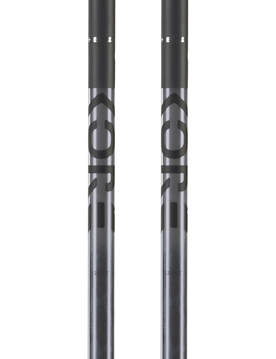Detal rurki o średnicy 18 mm w kijach narciarskich Head KORE Black Anthracite z logo serii KORE.