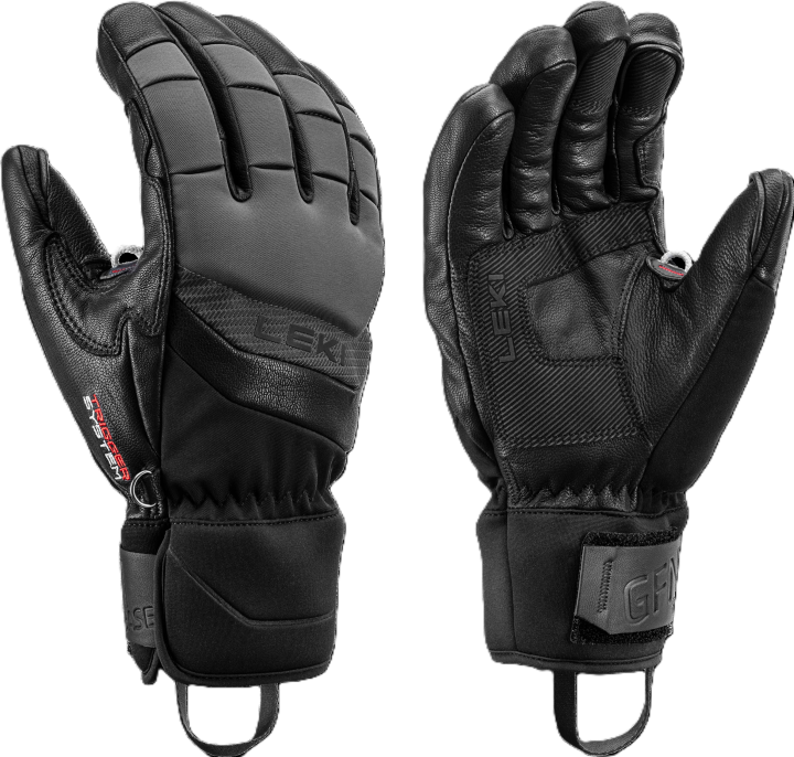 Para rękawic narciarskich LEKI Griffin Base 3D Black Graphite z systemem Trigger 3D.