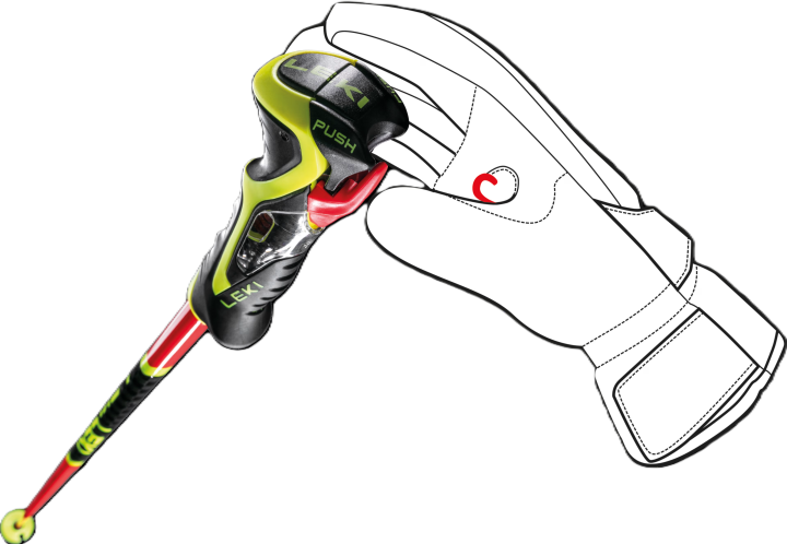 Ergonomiczny chwyt rękojeści Trigger 3D SL – optymalna pozycja dłoni narciarza.