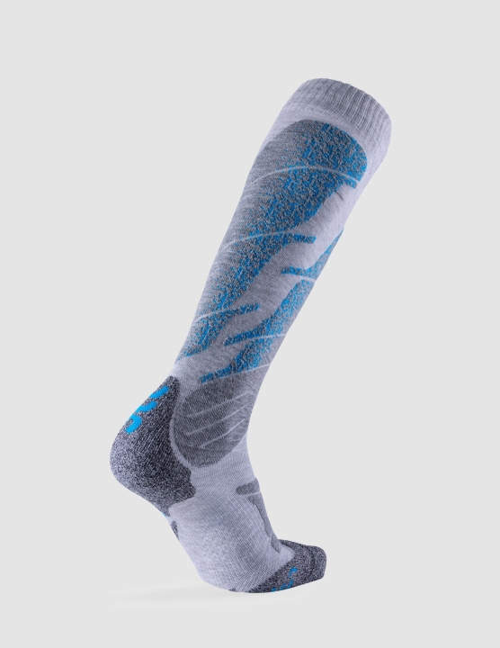 Męskie skarpety narciarskie UYN Man Ski All Mountain kolor jasnoszary błękitny 42sports - widok z tyłu
