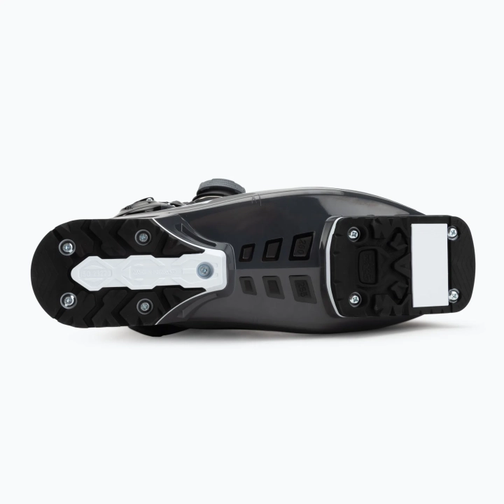 Zbliżenie na profil boczny butów Nordica Speedmachine z systemem podeszwy GripWalk Extra-Grip, ułatwiającym naturalne chodzenie i zwiększającym przyczepność na śliskim podłożu.