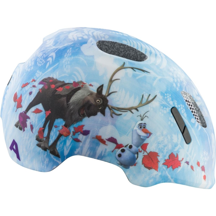 Kask dziecięcy Alpina Ximo Disney z motywem renifera Swena i bałwana Olafa z bajki Kraina Lodu.