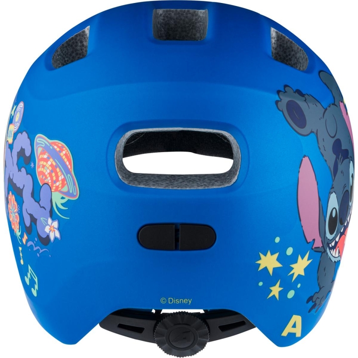 Płaski tył kasku dziecięcego Alpina Ximo 2 Stitch idealny do przyczepki i fotelika.