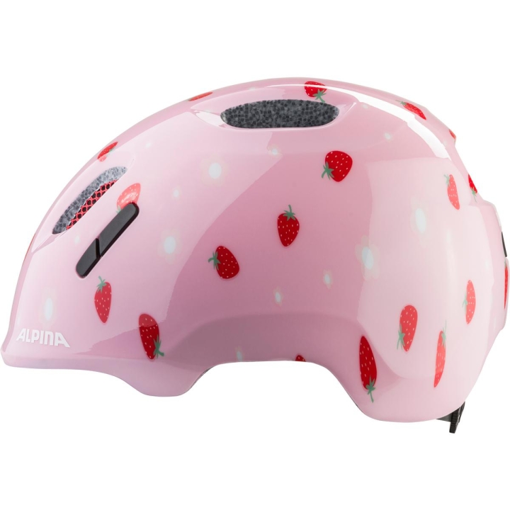 Bezpieczny kask dziecięcy do fotelika Alpina Ximo 2 Strawberry Gloss chroniący głowę najmłodszych.