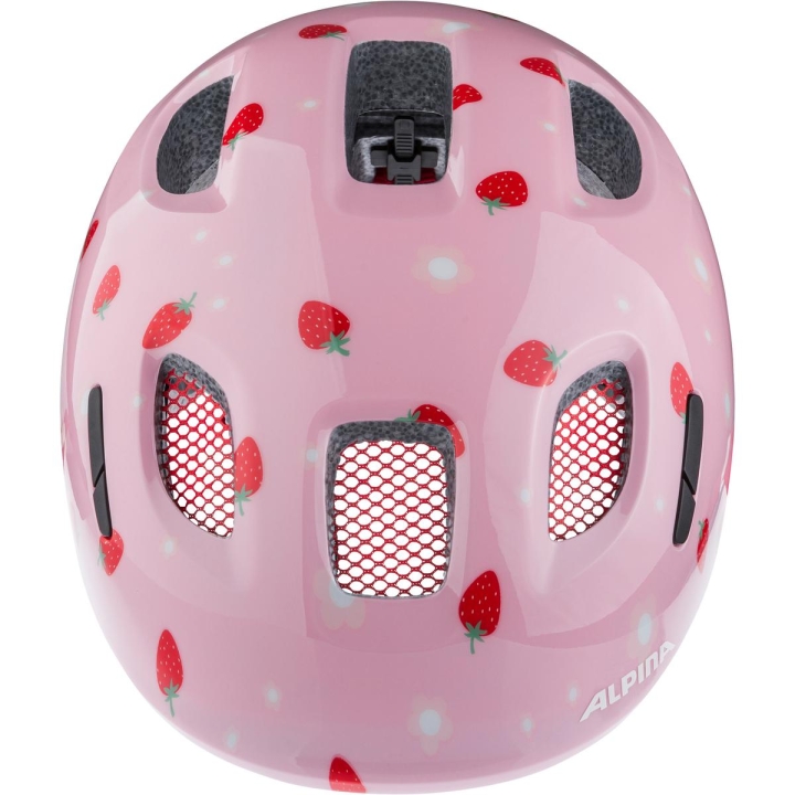 Doskonała wentylacja i siatka na owady w kasku dziecięcym Alpina Ximo 2 Strawberry Gloss.