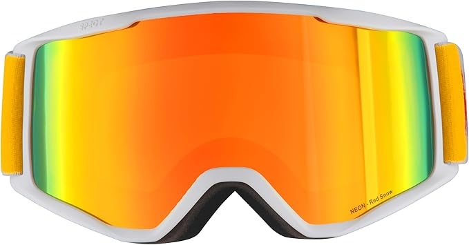 Detale zapięcia gogli Red Bull SPECT NEON biały pasek