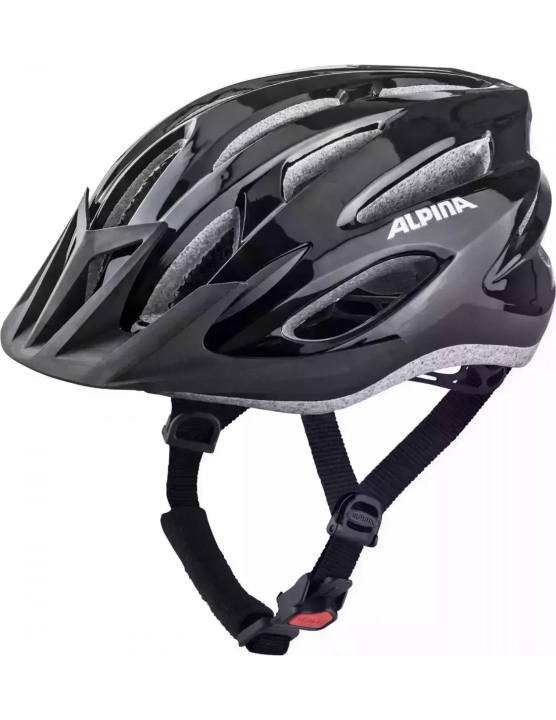 Wentylacja i ochrona: kask Alpina MTB17 Black – widok prezentujący 23 otwory wentylacyjne wyposażone w siatkę Fly Net, która skutecznie chroni przed owadami podczas trasy.